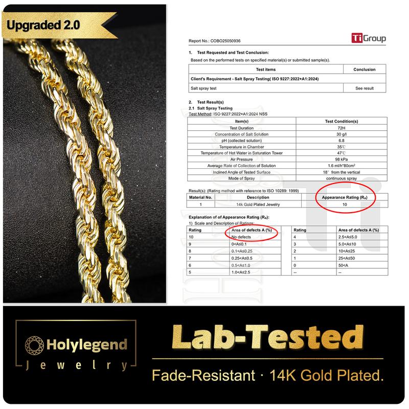 Cadena de cuerda Belvra™ chapada en oro auténtico de 14 k