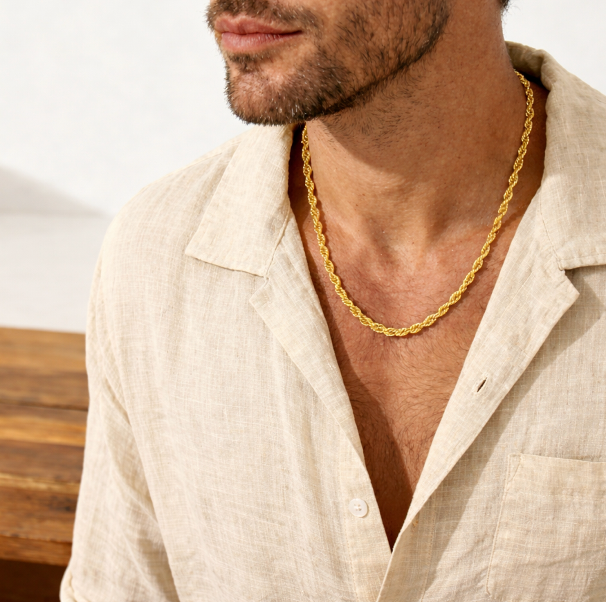 Cadena de cuerda Belvra™ chapada en oro auténtico de 14 k