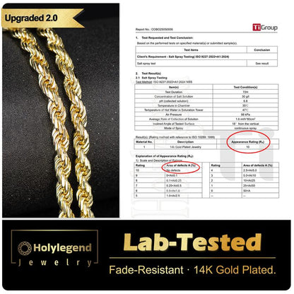 Cadena de cuerda Belvra™ chapada en oro auténtico de 14 k